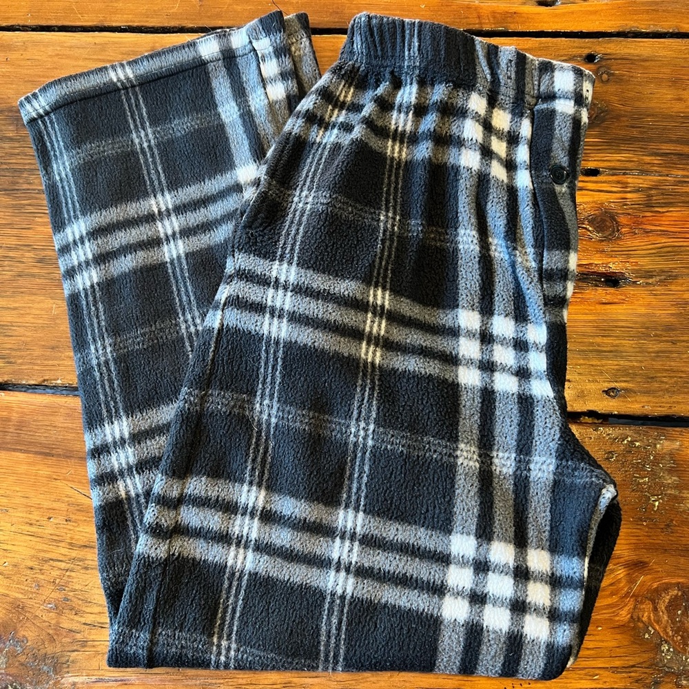 Plaid Fleece Men’s Pants - Black and Gray